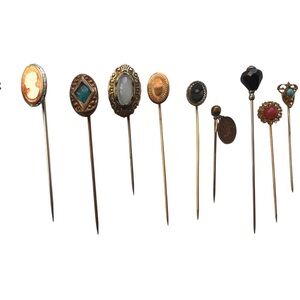 Antique / Vintage Stick Pins Lapel Pins Set of 10